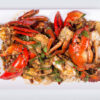 Crab Legs in bulk, seasoned with Thai dish