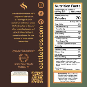 Cattle Bros Grillmaster Bold Competition Sauce Details