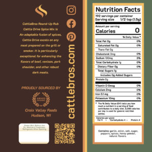 Cattle Bros Round Up Rub Seasoning Details