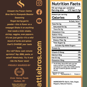 Garlic Rub for Steak, Garlic Stampede Steak Seasoning Nutrition Details