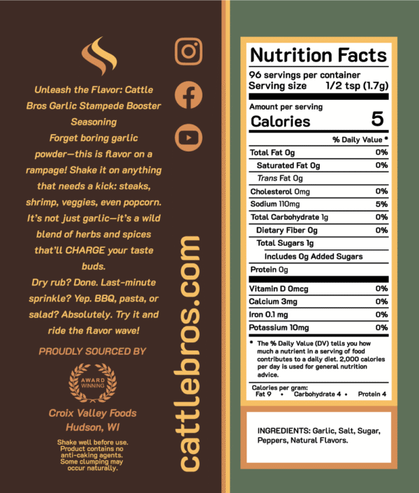 Garlic Rub For Steak, Garlic Stampede Steak Seasoning Nutrition Details