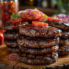 a stack of beef burgers FREE with Carne Asada Party Pack